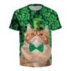 Cute Cat and Puppy Pattern 3D Digital Printing Women's Trendy Round Neck Short Sleeved T-shirt