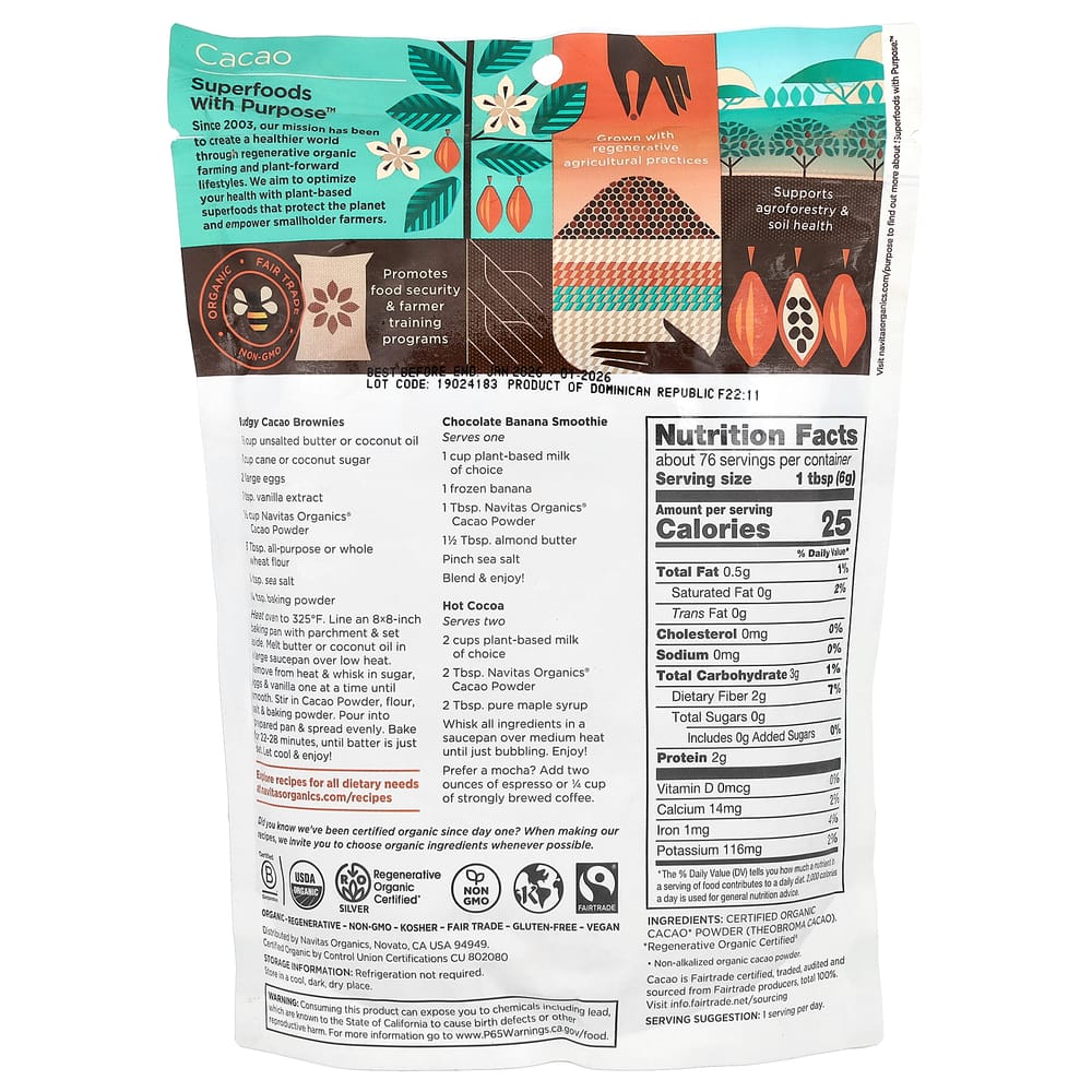 Navitas Organics Cacao Powder 454g (16oz)