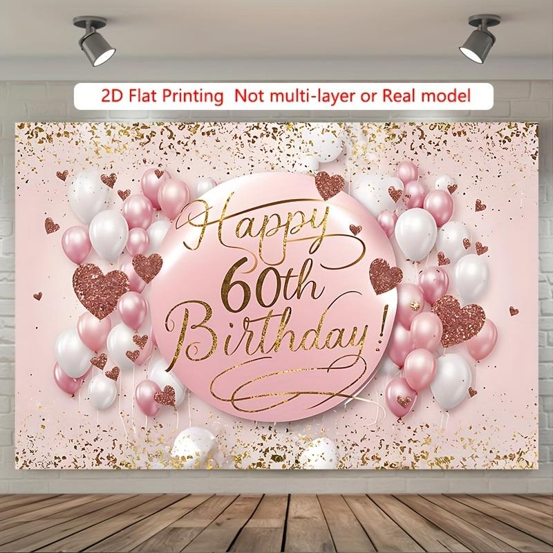 2D flat banner, 1 piece, background decoration item for 60th birthday party, polyester banner decoration.