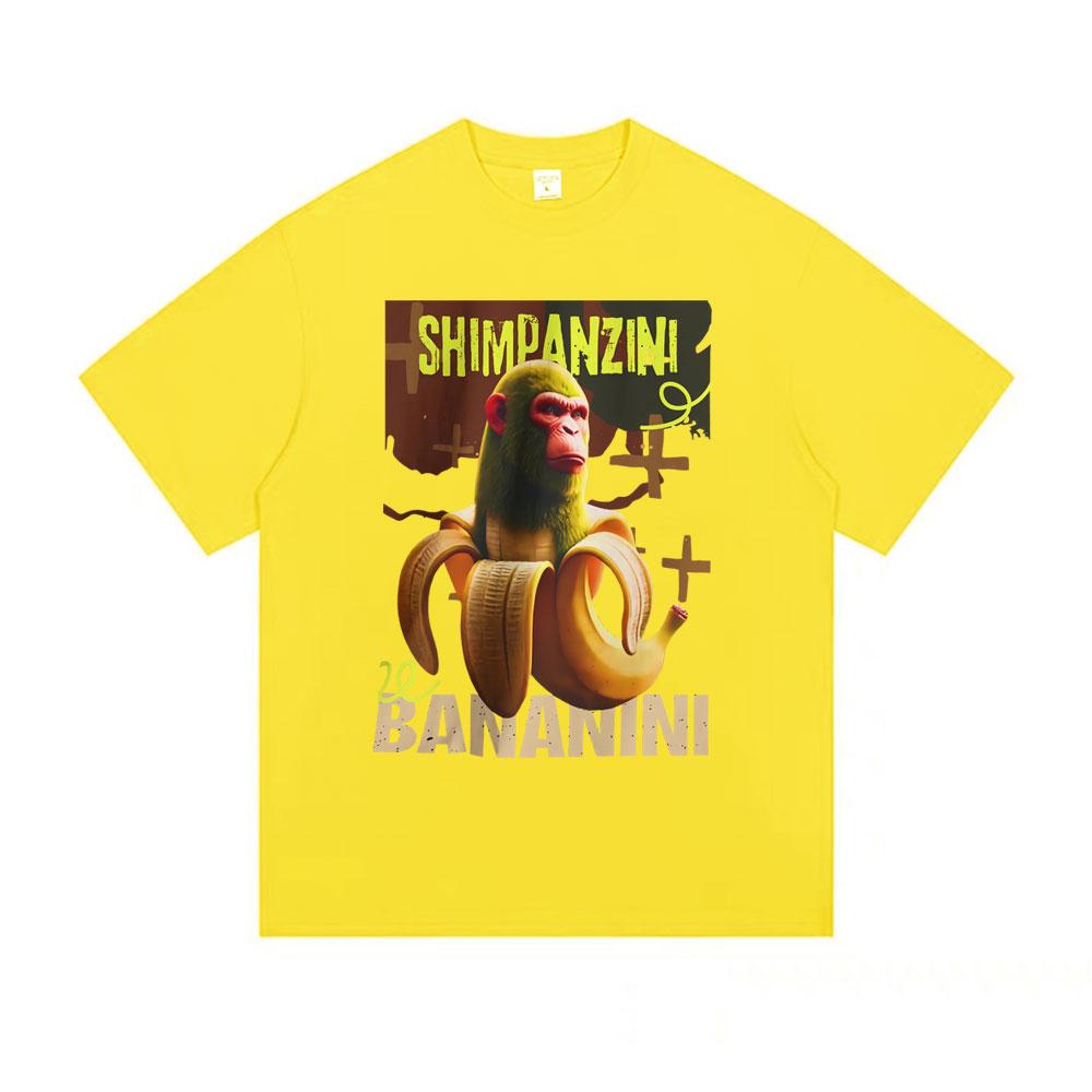 Shimpanzini Bananini Funny Banana Monkey Meme Tshirt Men Women Casual Cotton Vintage T Shirt Male Fashion Humor Short Sleeve