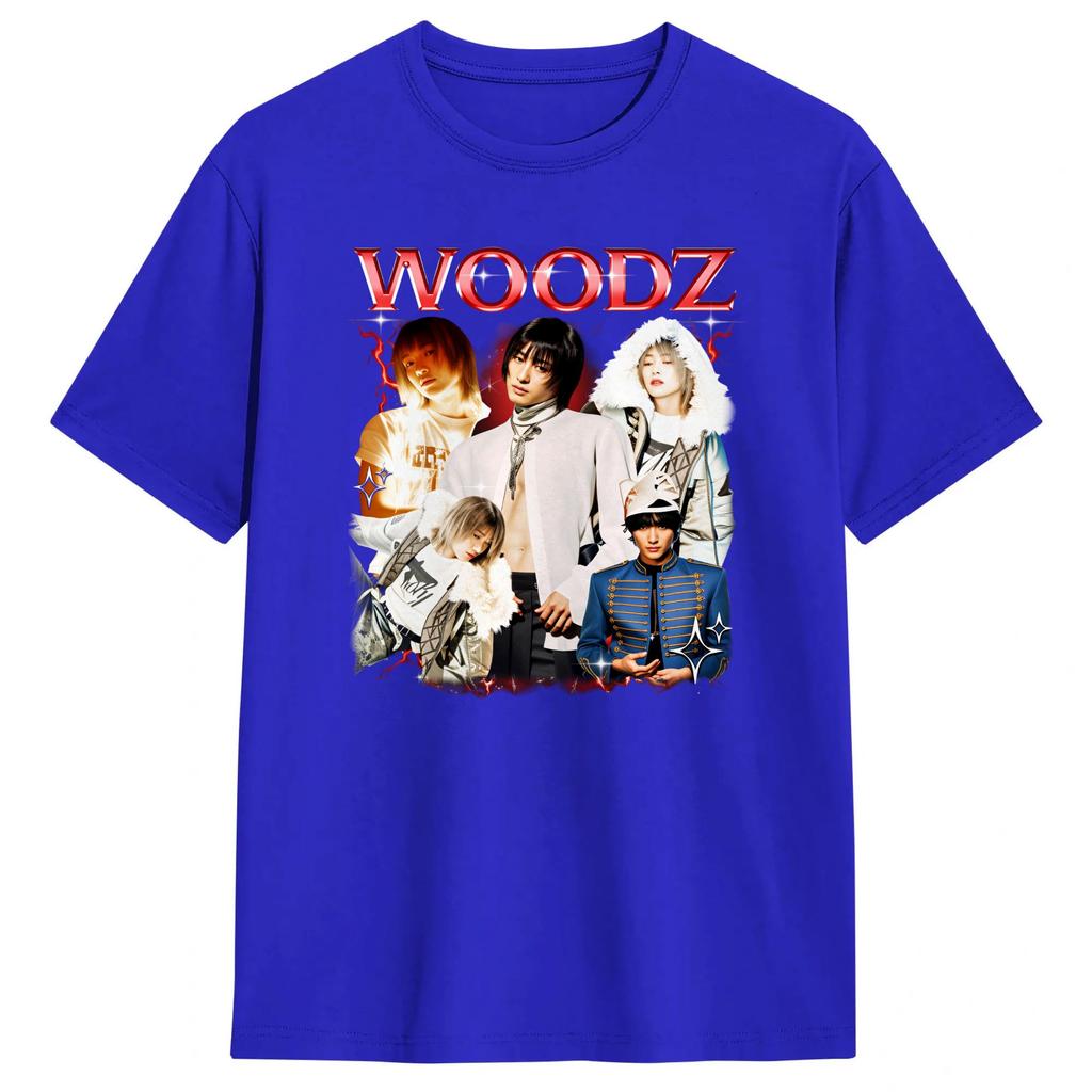 WOODZ World Tour  T-Shirts for Men  Fashion Cotton Tee Shirt Round Collar Short Sleeve T Shirt Plus Size Clothing