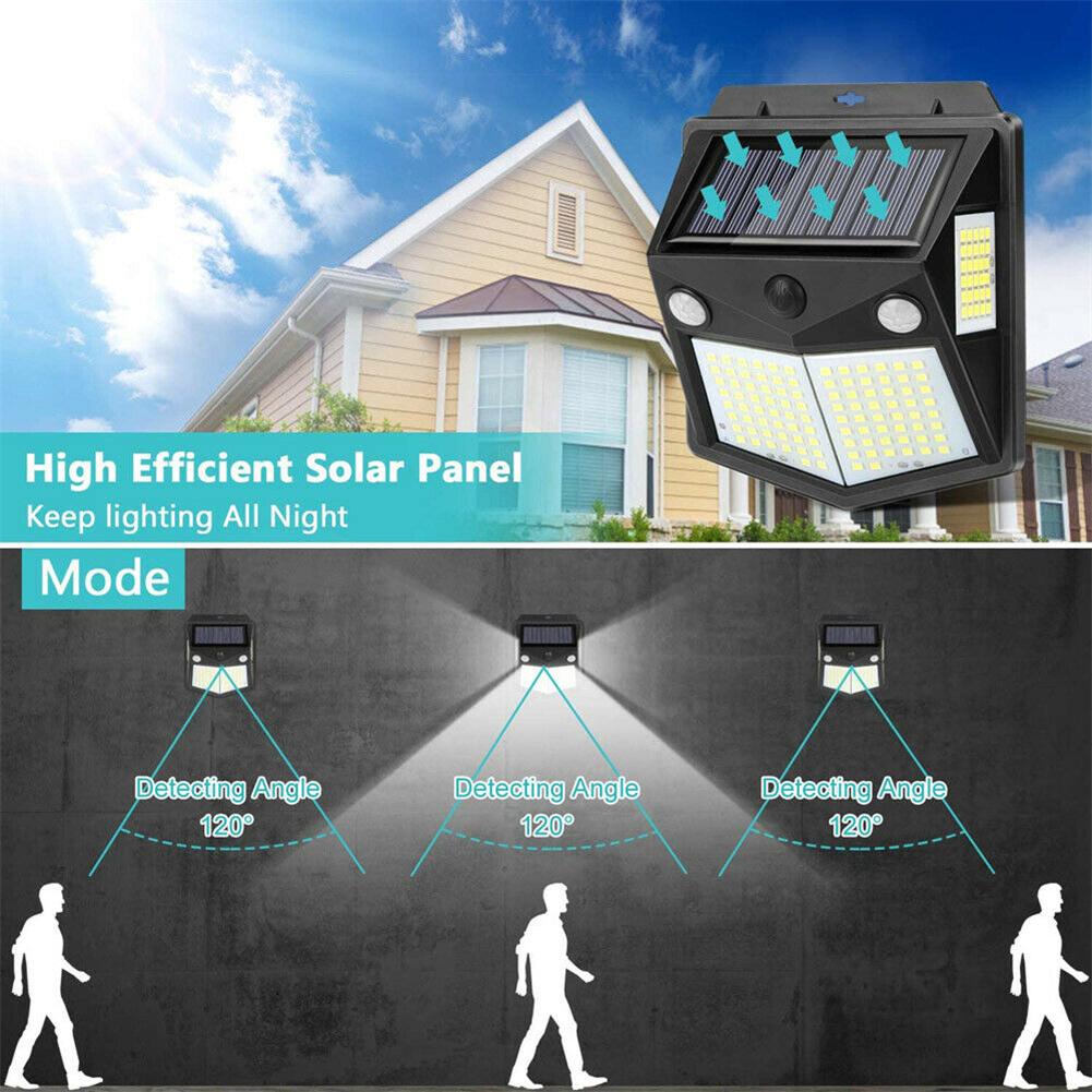 160 Led Solar Power Wall Light Pir Motion Sensor Security Outdoor Garden Wall Lamp