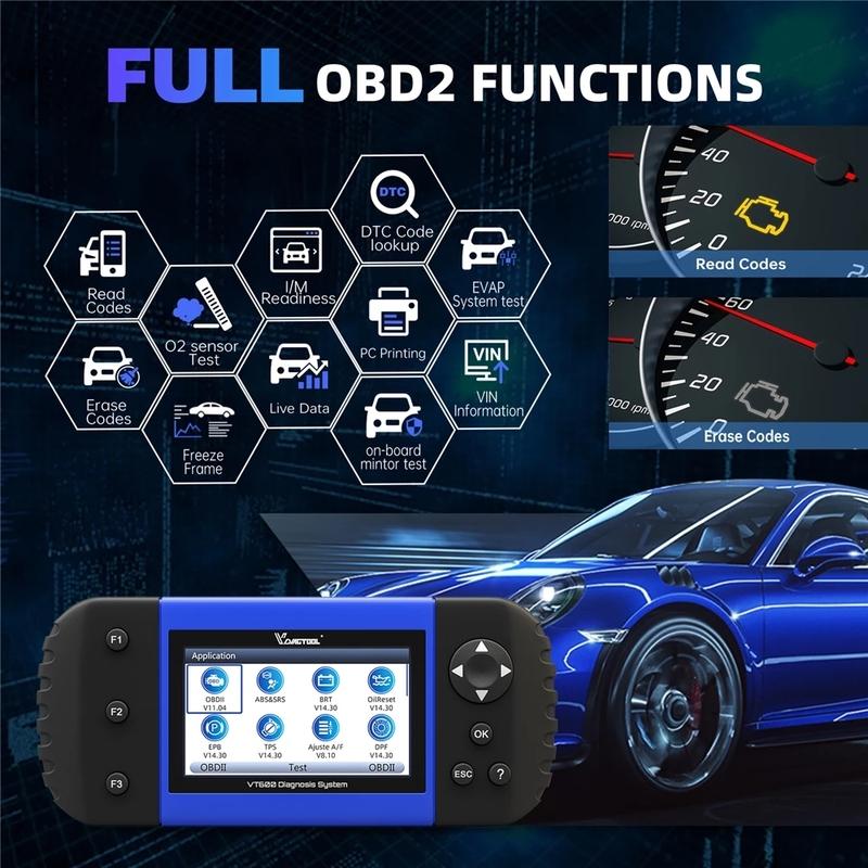 VDIAGTOOL VT600 Elite Car Diagnostic Scanner Engine ABS SRS EPB Oil Service Reset VT600e Auto Scan Tools 19 Lifetime Free Update