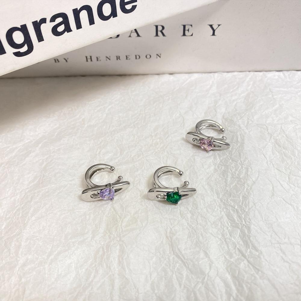 

Заколка для волос в форме уникальных элегантных женских сережек, клипсы для ушей в корейском стиле, клипсы для ушей из циркония зелёный