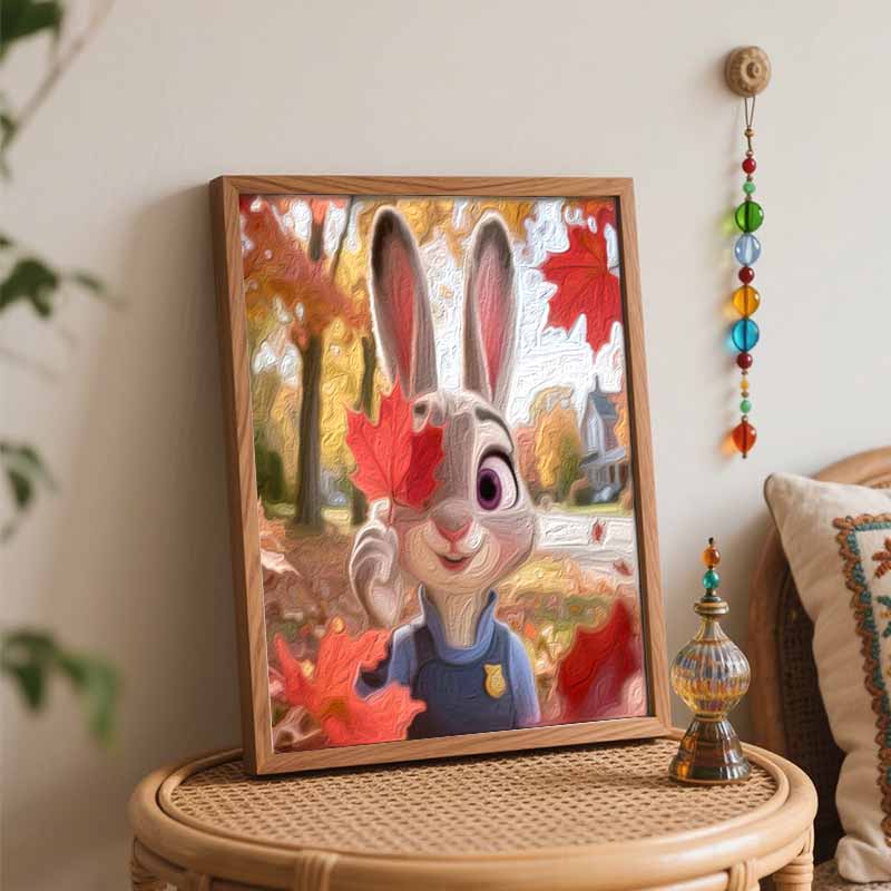 Disney Autumn Judy Hopps Oil Painting Kit Home Bedroom Wall Decor Handmade Gift for Art Lovers Wall Hanging Decor Painting Crafts DIY