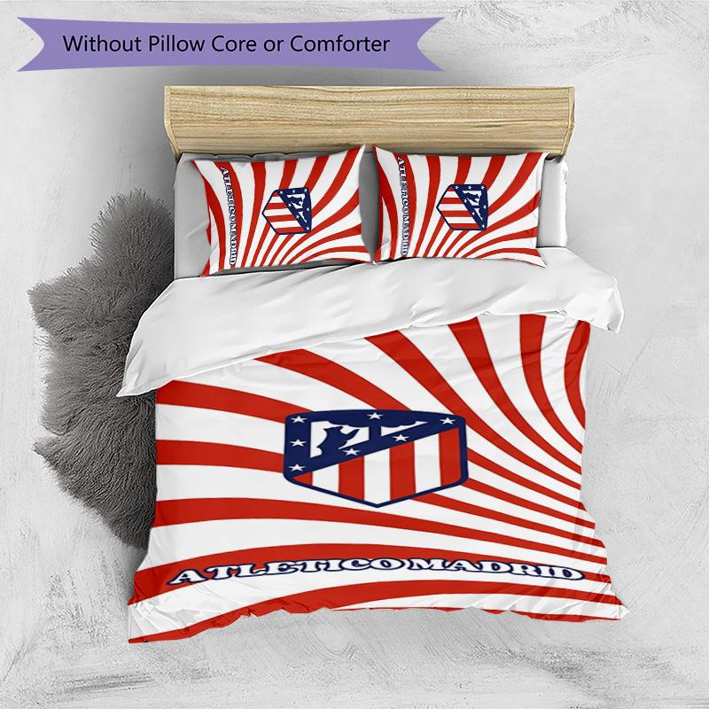 Set Biancheria da Letto 3 Pezzi con Stampa Atletico Madrid Morbido Delicato sulla Pelle Lavabile Copripiumino e Federe Set per Tutte le Stagioni Camera da Letto