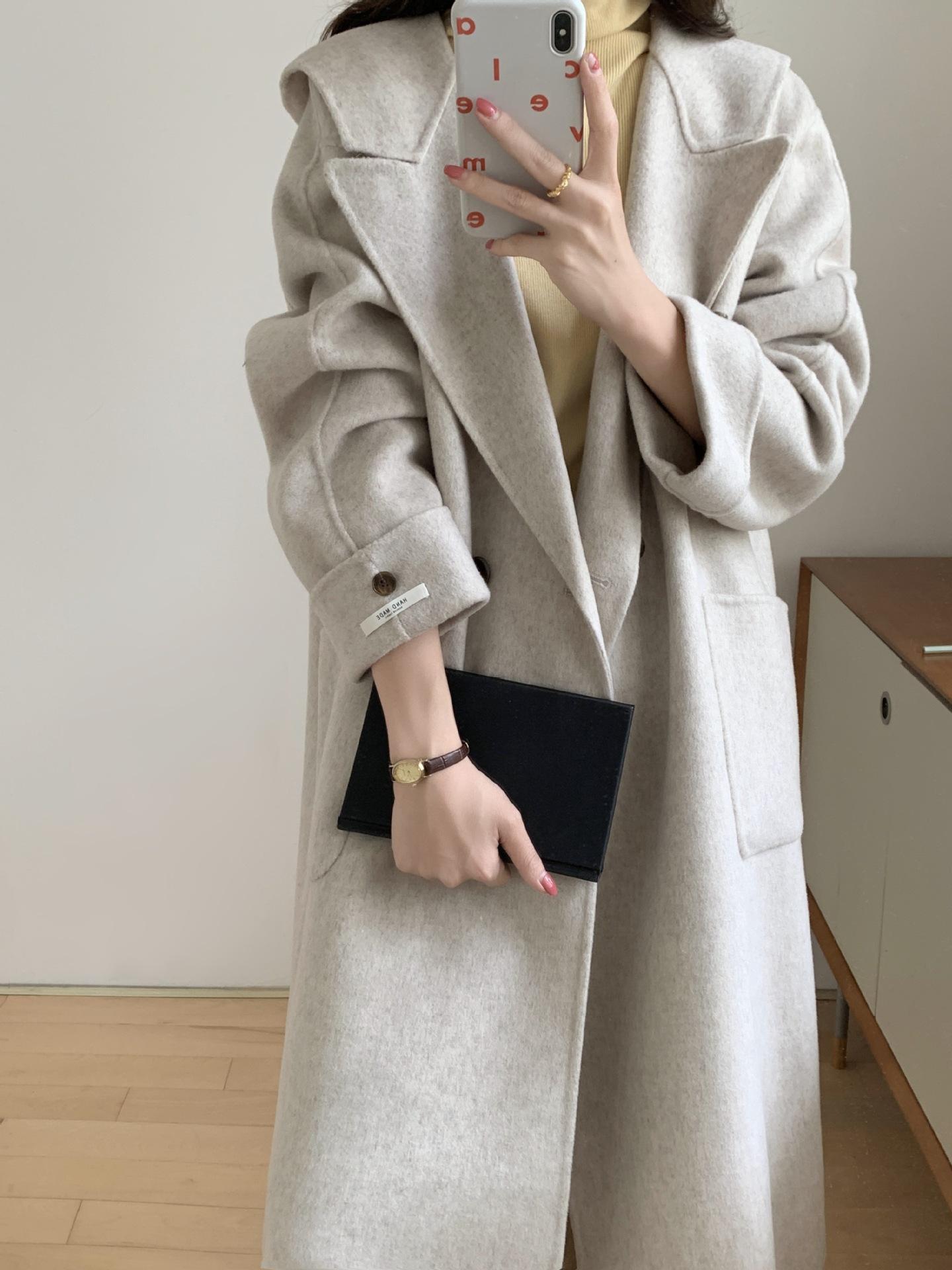 

Q462 Пальто с капюшоном Wind Premium Женское повседневное универсальное шерстяное пальто для поездок M