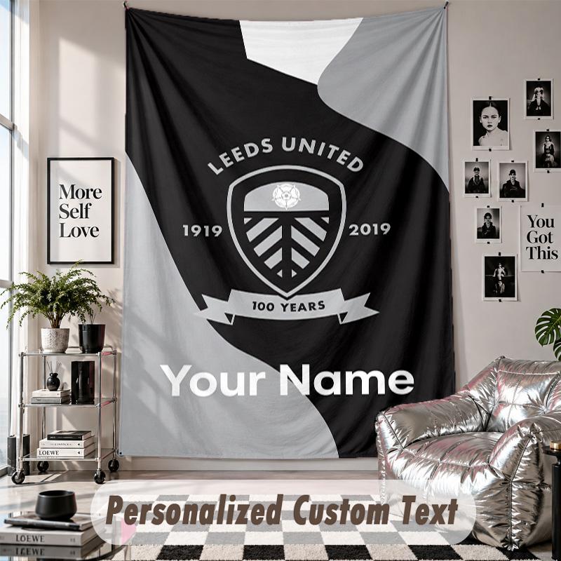 Wall Hanging Tapestry With Custom Name & Text, Leeds United Decorative Tapestry For Bedroom