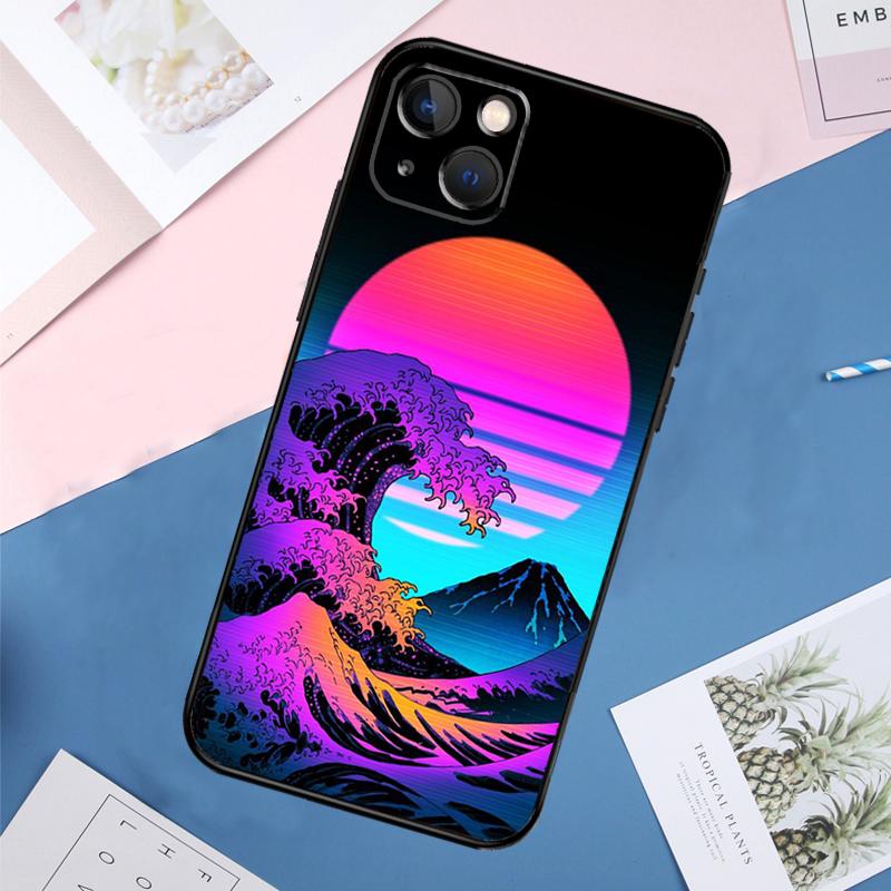 Anime Vaporwave Glitch Case For iPhone 14 15 16 Pro Max 11 12 13 Mini X XR XS Max Plus Phone Back Cover