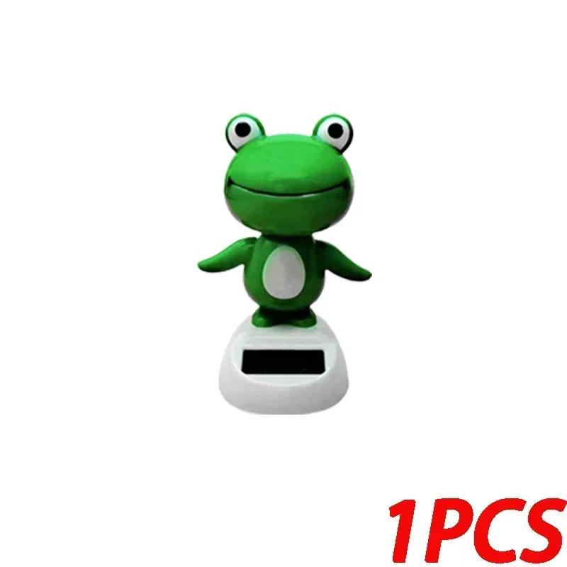 Solar Powered Dancing Frog Car Dashboard Decoration Funny Animated Head Shaking Design Home Office Decor Gift