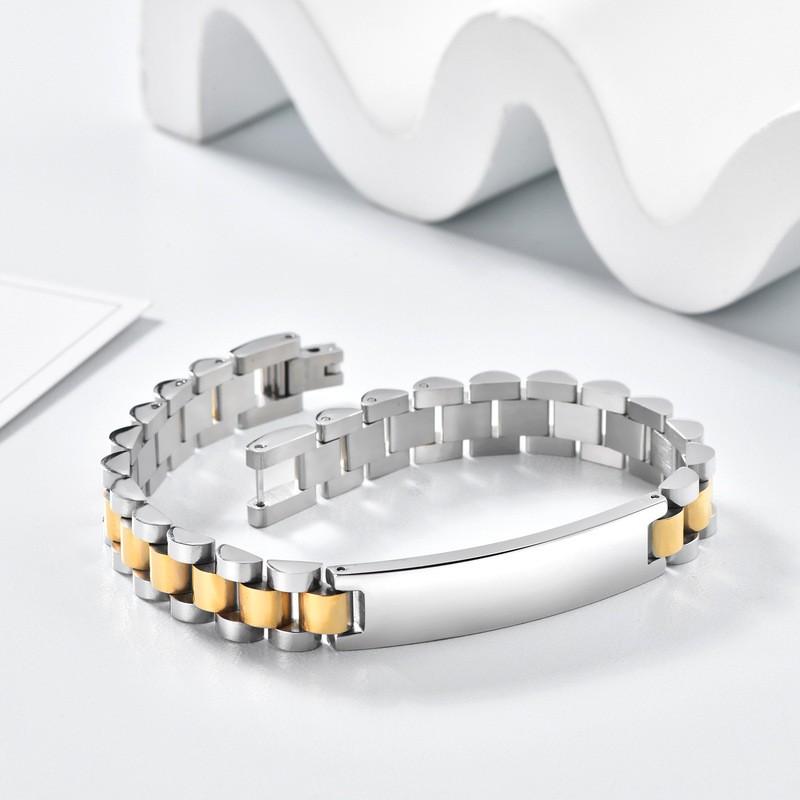 Geometrisches Edelstahlarmband für Herren Mit Personalisierbarer Gravurplatte Minimalistisch Mode