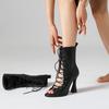 Damen Cool-Stiefel mit hohen Absätzen, sexy europäischer und amerikanischer Stil, Frühling und Sommer neu, dünne Absätze, Übergröße, römische Sandalen