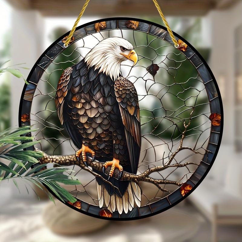 Sun Catcher - Vibrant Stained Glass Style Window Hanging with Lifelike Eagle Design, Nurseries, Vintage Home Decor Wall for Bar Kitchen, Restaurant Sh