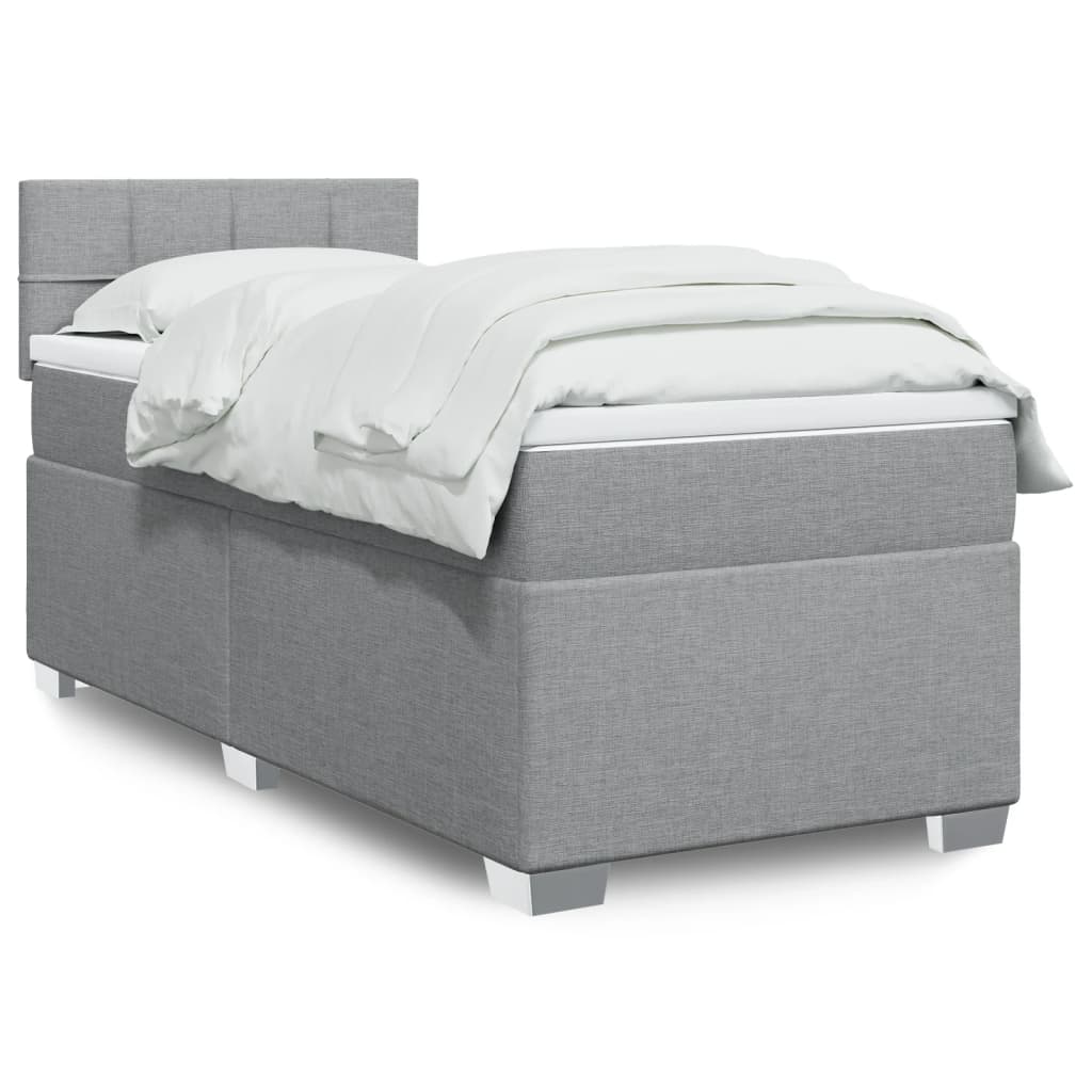 Vidaxl Letto Continentale Con Materasso, Grigio Chiaro, Tessuto, 90X200 Cm