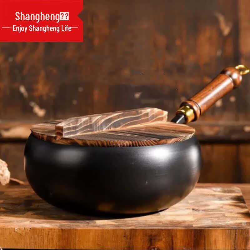 Shangheng Uncoated Stainless Steel Flat-Bottom Wok