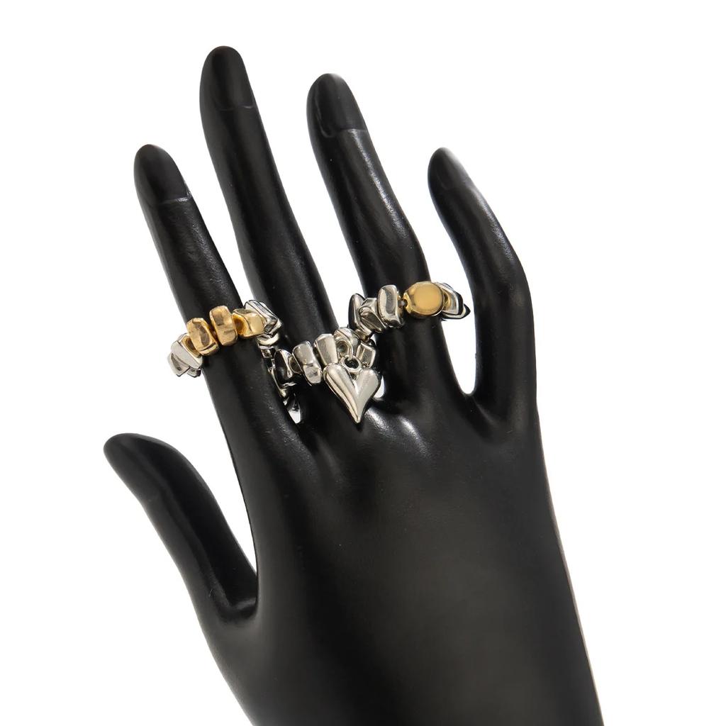 Neue Vintage CCB Perlen Unregelmäßigkeit Einzigartiges Design Herzförmiger Anhänger Ringe Sets für Frau Mode Ringe Schmuck Feiertag