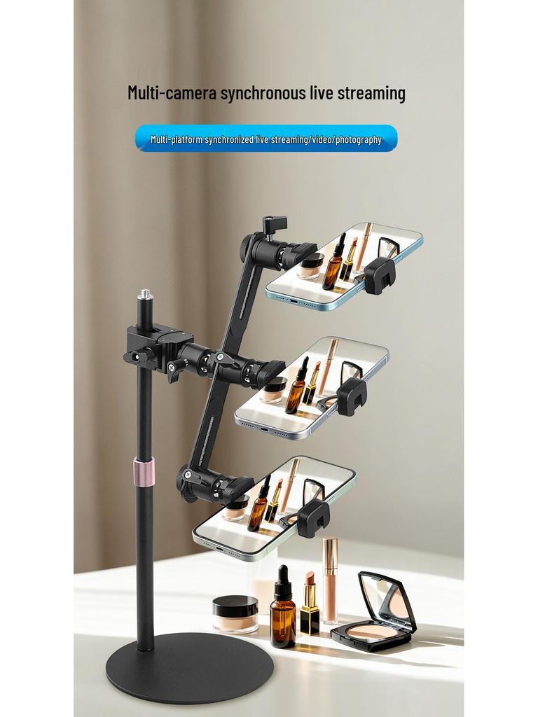 Adjustable Desktop Gimbal Boom Arm Stand for Dual Phone Live Streaming