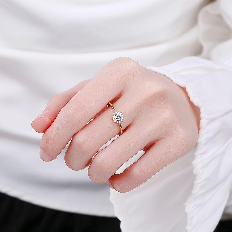 Minimalist S925 Silver & Gold Ring Set with Six-Prong Zirconia Wedding Band