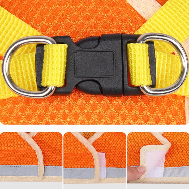 Breathable Reflective Pet Leash Vest Chest Strap Escape-Proof Pet Harness for Dogs & Cats - Full Mesh Breathable Adjustable Vest (4 Colors)