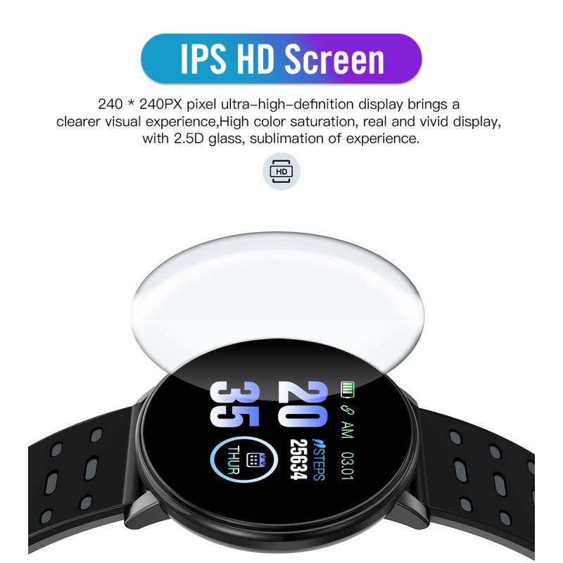 Bratara inteligenta Tensiunea arteriala Impermeabil Sport Rotund Smartwatch Ceas inteligent Tracker fitness Pentru