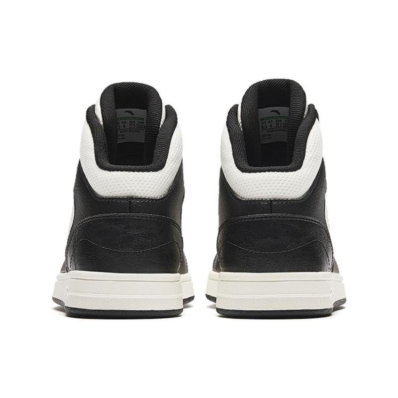 Anta Textile, Synthetic Leather Cushioning, Wear Resistant High top Skateboard Shoes Women's Black White Sneakers 922348087-4