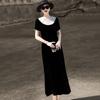 Elegant French Beaded Silk Velvet Dress