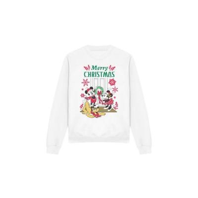 Disney Unisex Adult Mickey & Minnie Mouse Wreath Christmas Sweatshirt