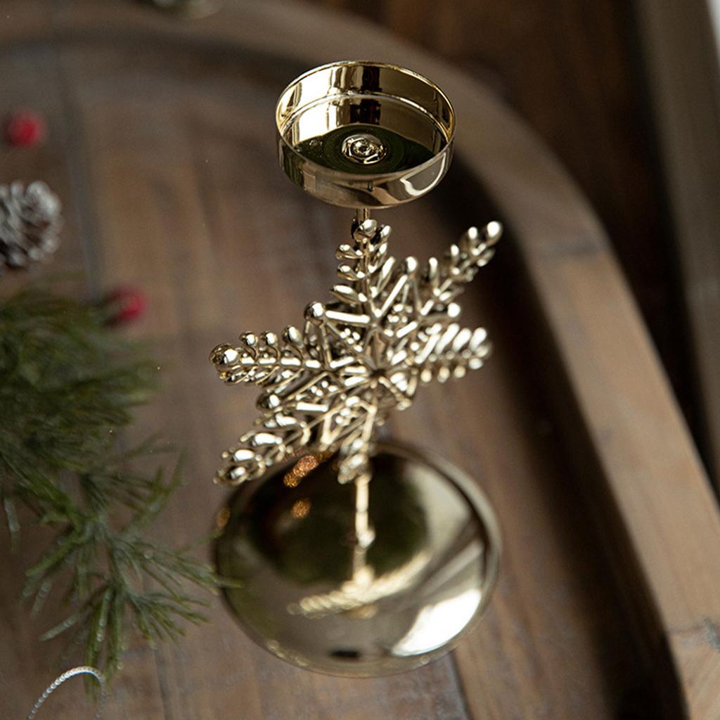 Iron Candle Holder Stand with Christmas Flower Star Snowflake Elk Tree Pattern Candlestick for Home Tabletop Decoration