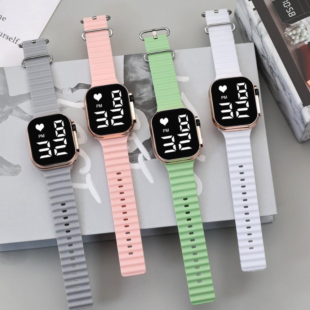 Large Dial Electronic Watch Rectangular Wristwatch Casual Digital Watch  For Boys Girls