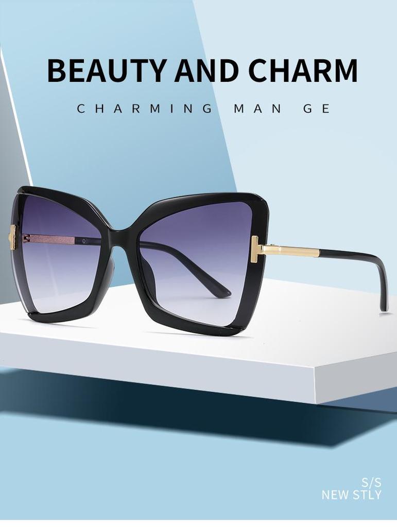 Modne europejskie i amerykańskie okulary przeciwsłoneczne z dużymi oprawkami motylkowymi do stylu ulicznego
