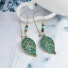 Fashion Women Hollow Leaves Dangle Hook Beads Earring Bohemia Charm Jewelry