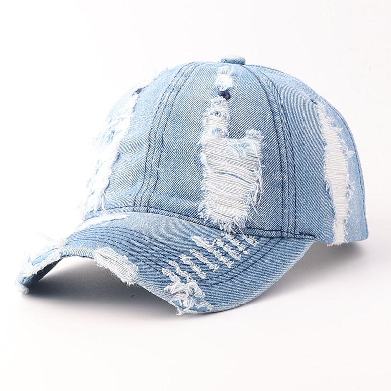 Autumn Personalized Ripped Denim Baseball Cap Trendy European and American Water Fashion Graffiti Sunshade Cap Spot