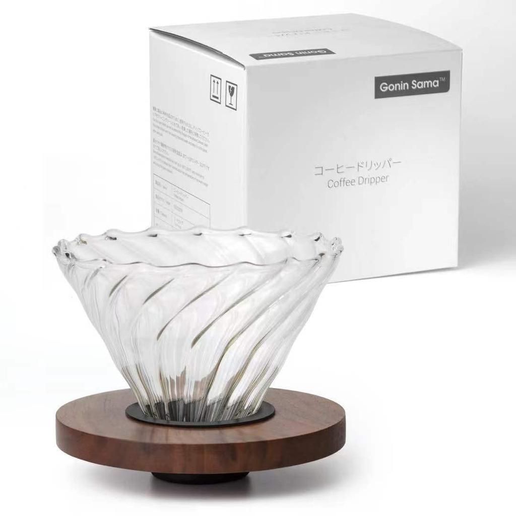 GONIN SAMA Coffee Dripper with Stainless Steel Paper Coffee and Clear Black Drip Filter Cup Filter, Filter, Mill,