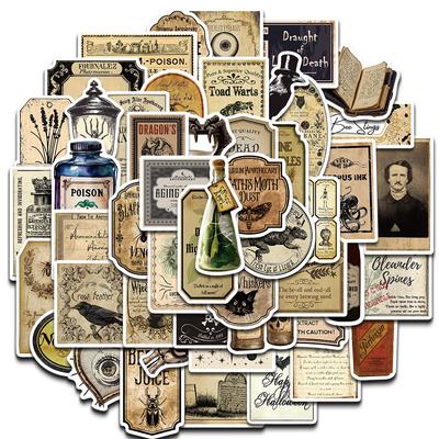50PCS Gothic Pharmacist Medication Label Stickers Skateboard Designs Phone Luggage Waterproof Scrapbooking Laptop Wall Sticker