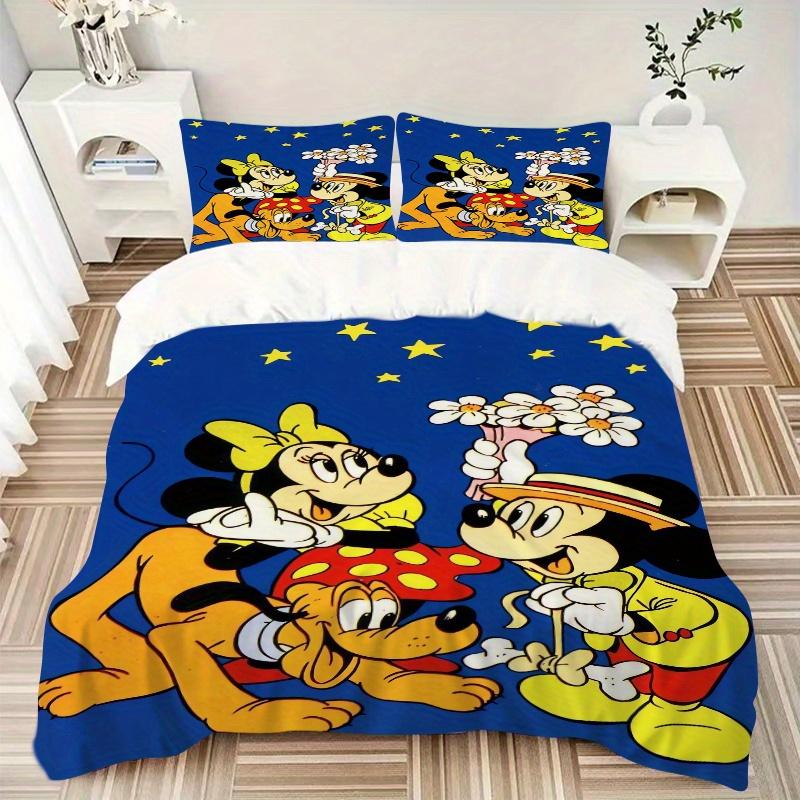 3pcs Mickey Minnie Pluto Quilt Set Soft and Comfortable Bedroom, Guest Room and Dorm Decor Bedding Set Q052