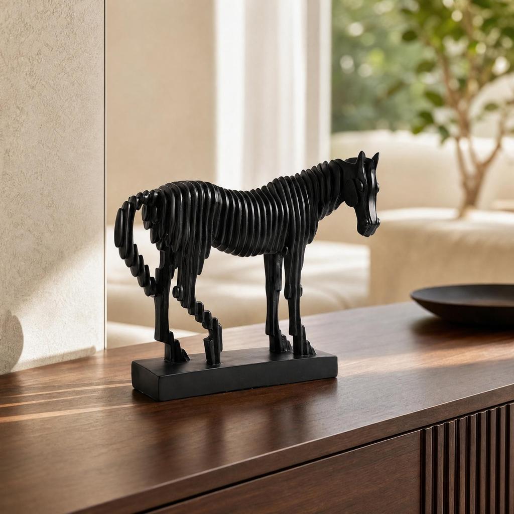 Layered Horse Figurine with Rectangular Base Lightweight for Entryway