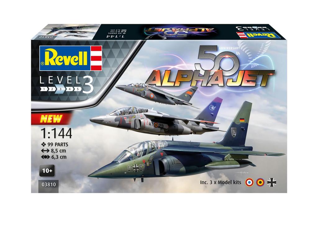 German Revell 1/144 Alpha Jet 50th Anniversary Set of 3 Plastic Model Kits 03810