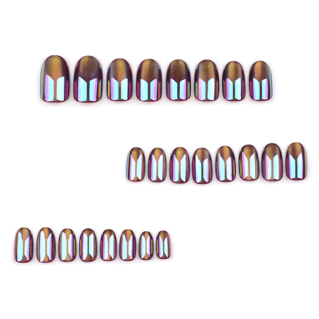 New Aurora Cat's Eye Wearable Nail Art Fake Nails Hot Selling Short Wearable Nail Patch