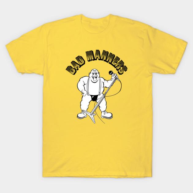 Asian Size Men Black Print T-shirt Bad Manners T Shirt No-Cut Print Cotton Tshirt 3XL