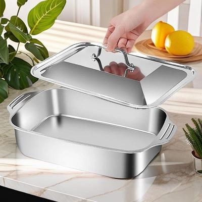 Teglia da forno profonda antiaderente in acciaio inossidabile con coperchio