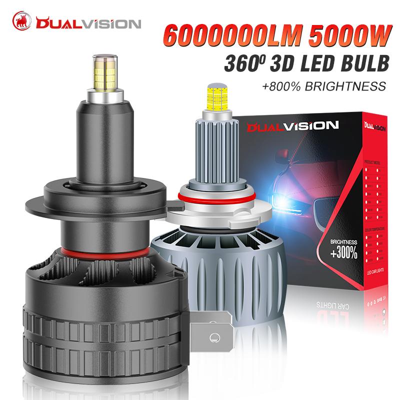 5000W 3D 360 H7 H4 Led Canbus Car Headlights Bulbs H9 H8 H11 H4 H1 HB3 9005 HB4 9006 9012 Automotive Fog Lights Turbo Mini Lamp
