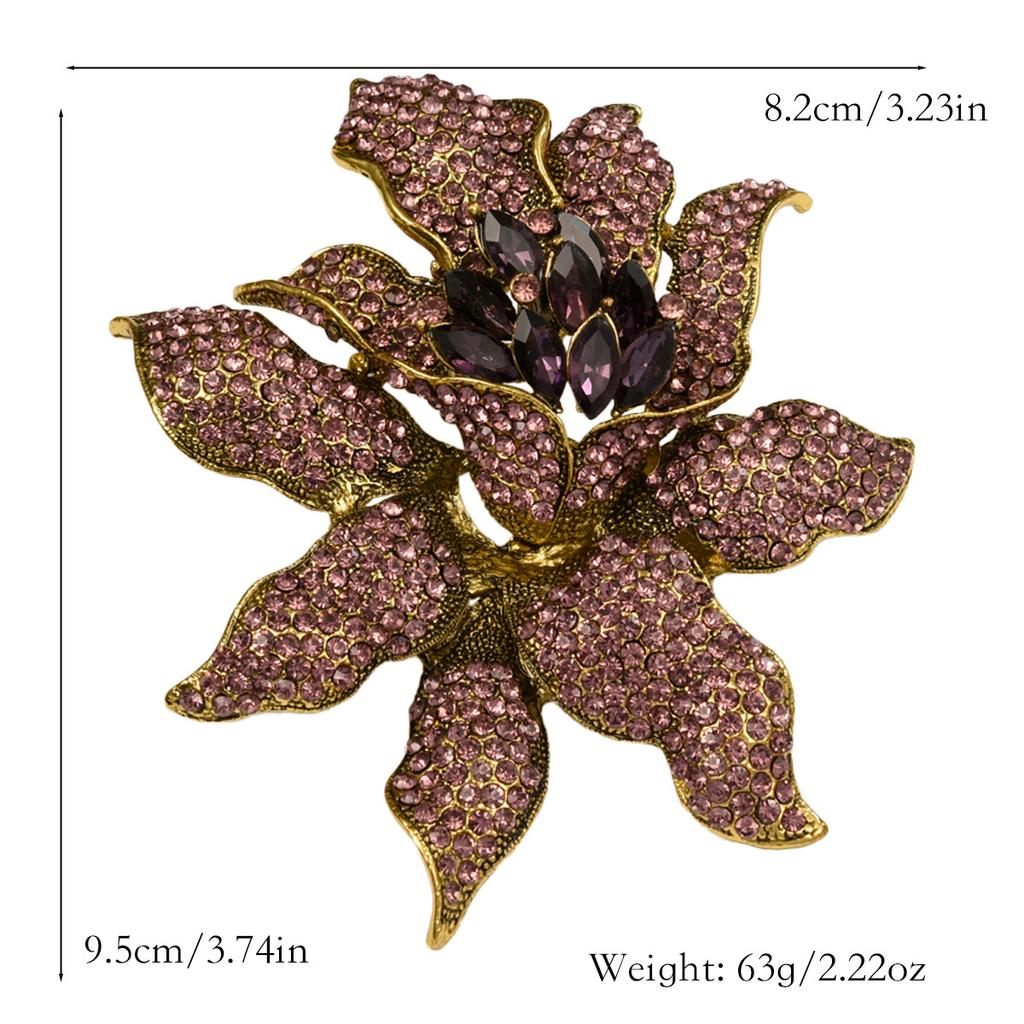 Crystal Flower Brooch, High-end, Luxurious and Retro-style Orchid Suit Jacket Pin Accessory Set