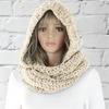 Damenmode, lässig, gestrickt, mit Kapuze, Schal, Herbst, Winter, warme Mütze, Schal