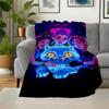 Neon Glow Cat Friends Hoodie - Cyberpunk StyleBlanket Lightweight Flannel Throw Blanket for Sofa, Bed, Travel, Camping, Livingroom, Office,