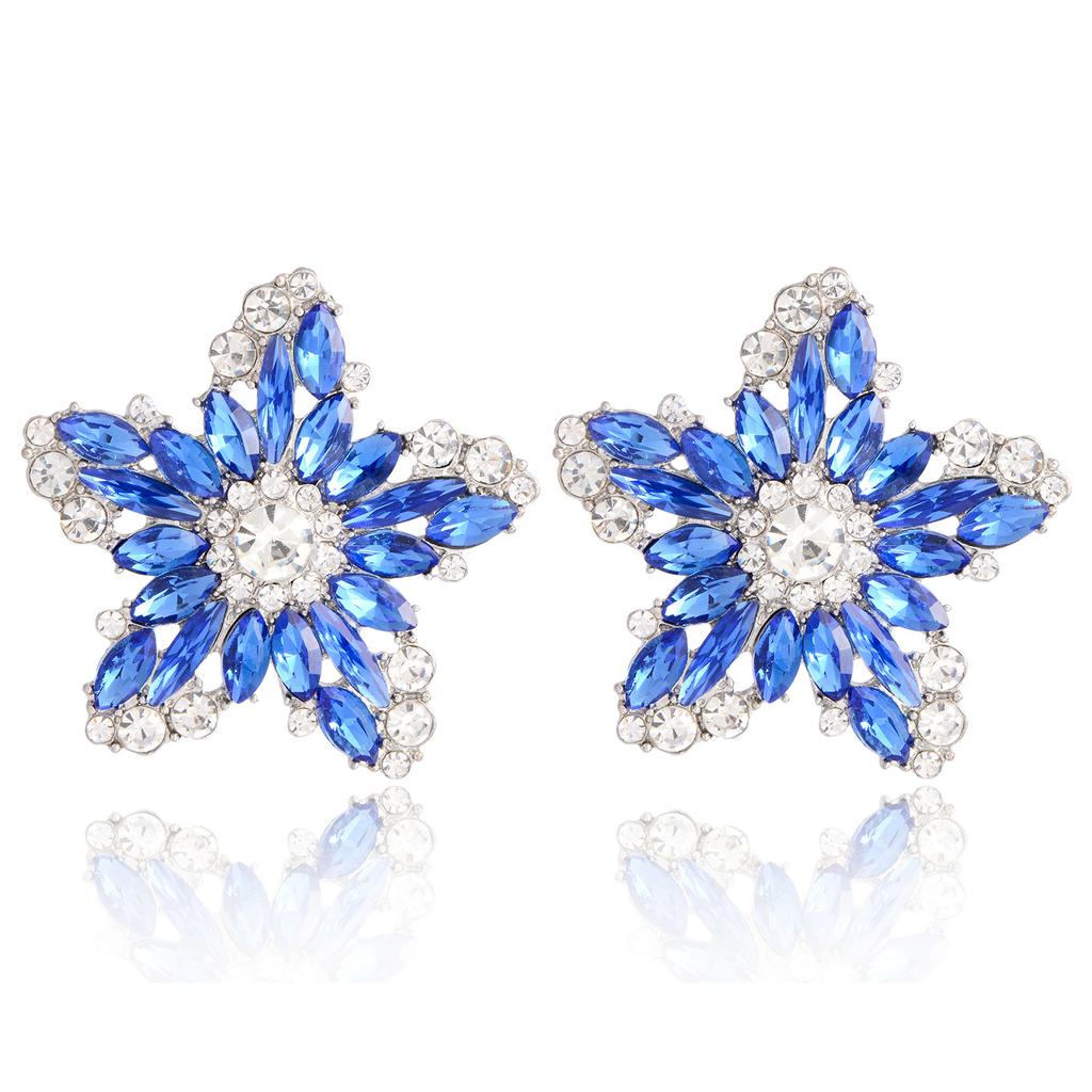 Christmas Star Stud Earrings Minimalist Colorful CZ Hoops Elegant Jewelry For Women