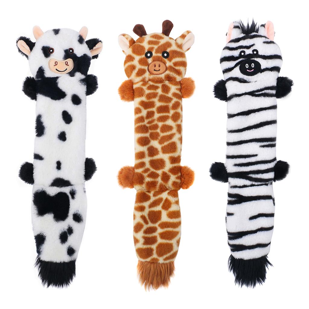 Dog Squeak Toy Puppy Toy Cute Unstuffed Chew Toy for Dog Teething Soft Pet Toy Plush Animal Cartoon Characters