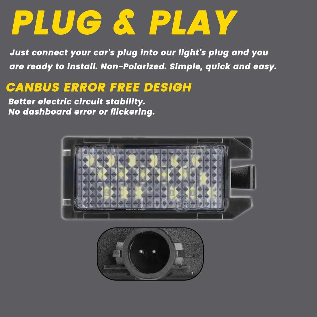 2x LED License Plate Light Assembly for Fiat 500 2013- Dodge Viper 2013-2017, Tag Lamps for Jeep Grand Cherokee 2014- Compass Patriot,68228930AA