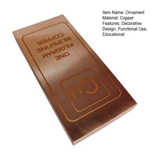 Solid Copper Bar Collectible Ornament High Purity Copper Decorative Ingot Natural Copper Decor Table Display Ornament