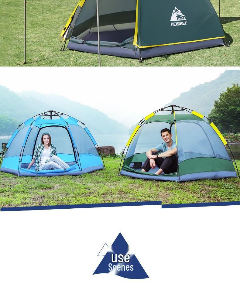 Portable Automatic Fast-Opening Rainproof Tent for 2-4 People - Ideal for Outdoor Camping, Wilderness, & Beach