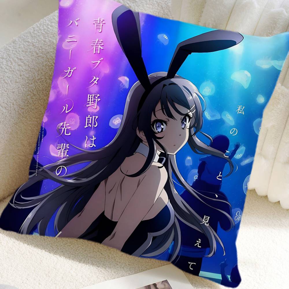 Anime Seishun Buta Yaro Black Stockings Pillow Case Square Pillow Bedroom Sofa Leisure Comfort Cushion Car Home Decoration
